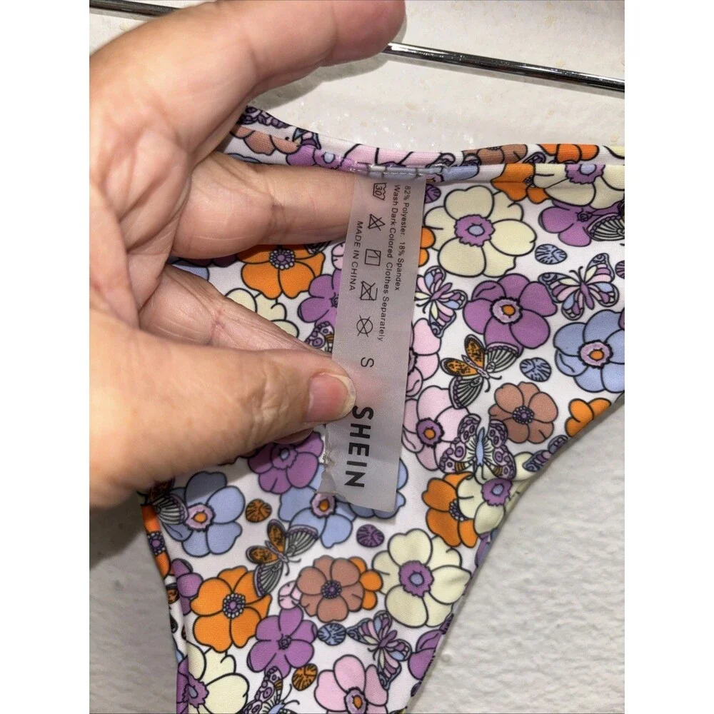 Bikini Bottoms Women Floral Butterfly Colorful S Lined Knotted Sides Stretch